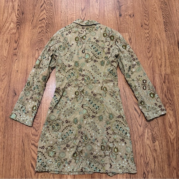 Johnny Was Green Floral Embroidered Unlined Bohemian Long Sleeve Jacket Medium - Picture 2 of 10